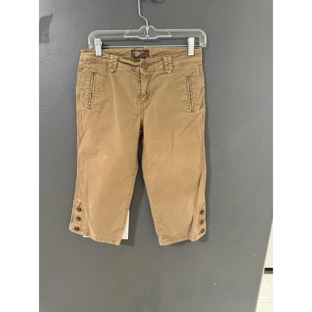 Old Navy Y2k Vintage Girls Khaki Capri Pants Size 14 Tan Cropped‎ Chino Trousers